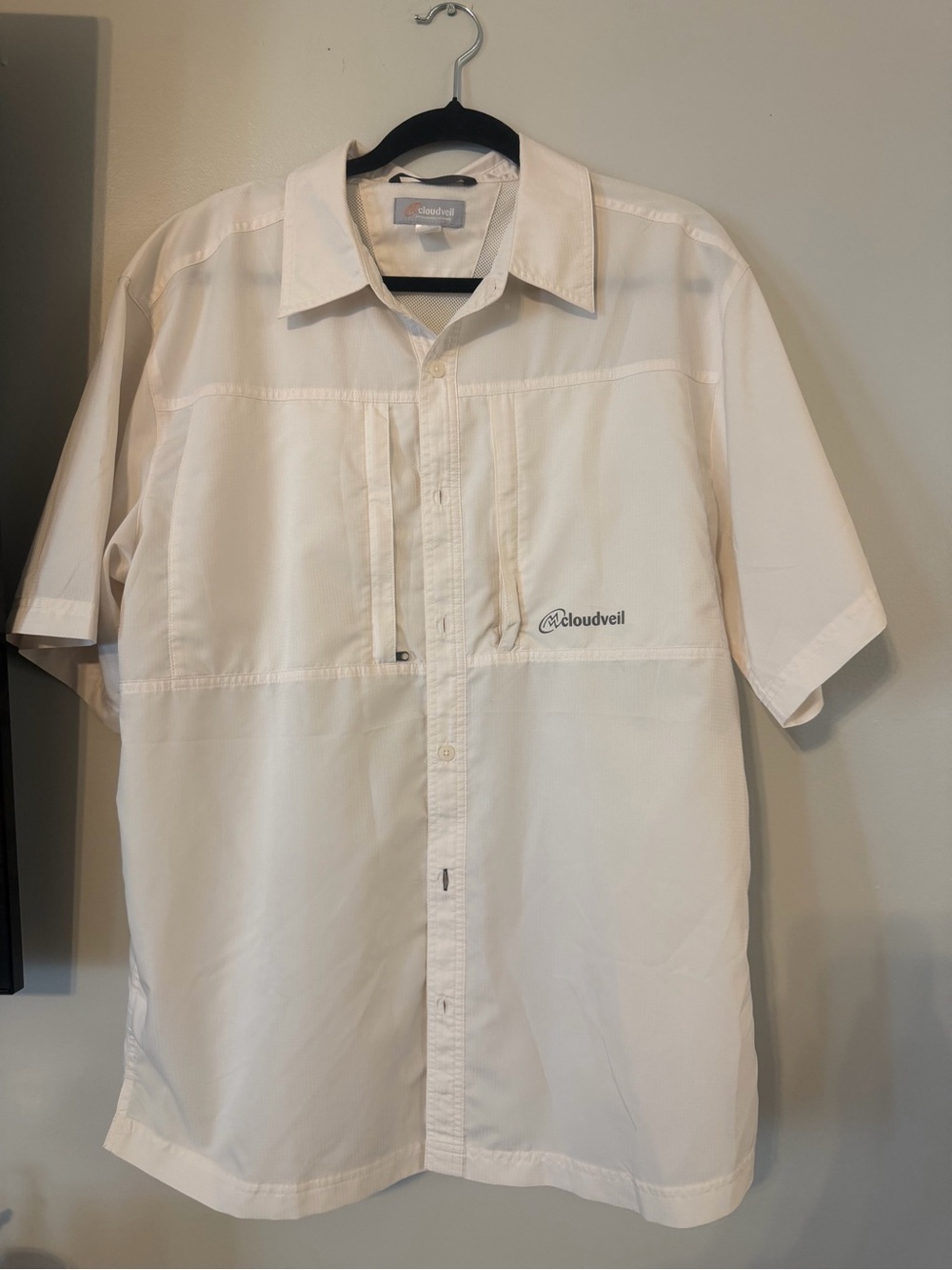 Cloudveil Men's Short-Sleeve Button-Down Shirt in Off-White